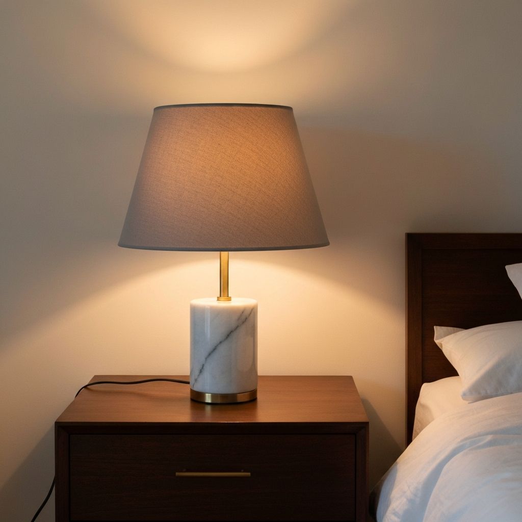 Minimalist lamp in a bedroom